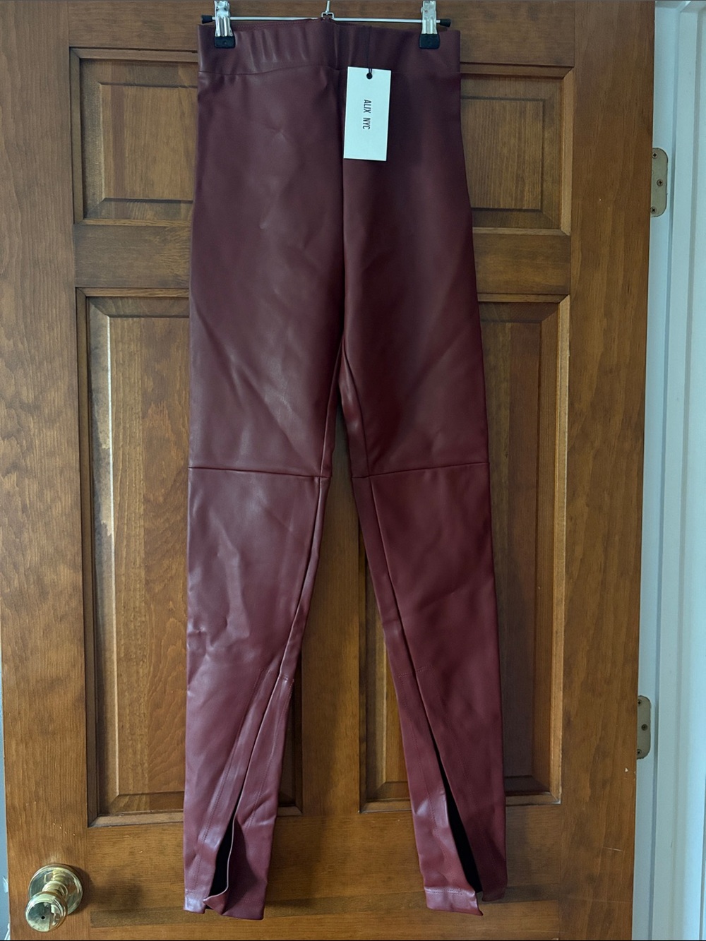 Faux Leather Leggings - Burgundy